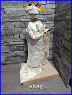 Vintage 18 Japanese Bride Doll White Kimono Wedding Fan Geisha Maiko Crane