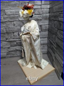 Vintage 18 Japanese Bride Doll White Kimono Wedding Fan Geisha Maiko Crane