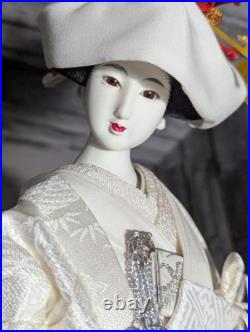 Vintage 18 Japanese Bride Doll White Kimono Wedding Fan Geisha Maiko Crane