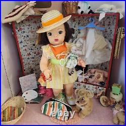 Vintage 1950's Terri Lee Doll withTrunk, Wardrobe/ Doll/ Dog / Extras