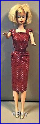 Vintage 1958 AMERICAN GIRL BARBIE Blonde Bendable Knees BARBIE DAY DRESS Japan