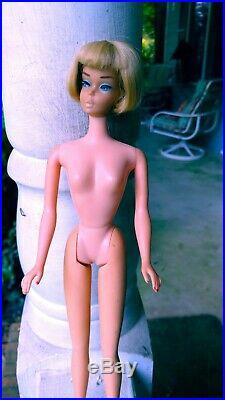 Vintage 1958 American Girl Barbie Doll Ash Blonde Rubber Legs Made in Japan