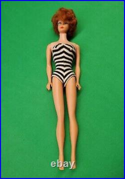 Vintage 1958 Barbie Doll Japan Mattel BubbleCut Titian Hair Color Red Blue Eyes