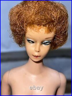 Vintage 1958 Barbie Doll Japan Mattel Bubble Cut Red Hair Blue Eyes Nude