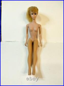 Vintage 1958 Barbie Doll Straight Legs Blonde Ponytail Blue Eyes Japan