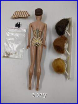 Vintage 1958 Barbie Fashion Queen Doll with Wigs, Necklace, Turban, and Heels