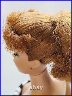 Vintage 1958 JAPAN Titan Barbie Doll Ponytail Striped Swim Suit shoes EUC Nice