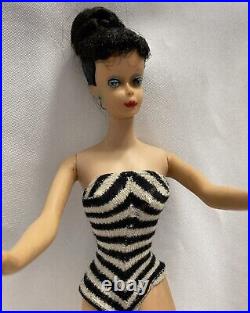 Vintage 1958 MCMLVIII Mattel Ponytail Barbie Doll Dark Hair Blue Eyes 7C