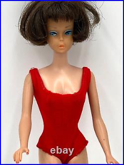 Vintage 1958 Mattel Barbie Doll Brunette Blue Eyes Legs Bend Japan American Girl
