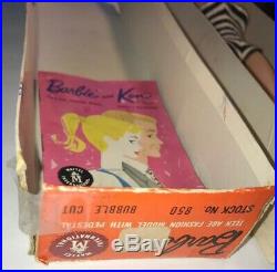 Vintage 1959-61 Bubblecut Barbie 850 Metal Stand White Sunglasses Well-worn Box