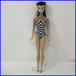 Vintage 1960 Brunette Ponytail Barbie Doll Number # 3 Original Zebra Swimsuit