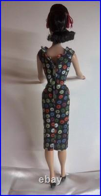 Vintage 1960 Mattel #3/4 Barbie Brunette Ponytail Blue Eyeliner Fur Coat & Dress