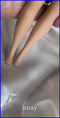 Vintage 1960 Mattel #3/4 Barbie Brunette Ponytail Blue Eyeliner Fur Coat & Dress