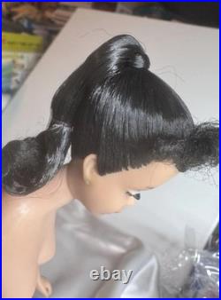 Vintage 1960 Mattel #3/4 Barbie Brunette Ponytail Blue Eyeliner Fur Coat & Dress