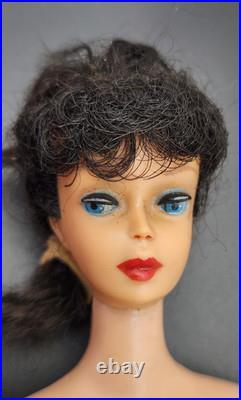 Vintage 1960's Barbie Doll Black /Brunette Mattel Japan Long Hair Bangs