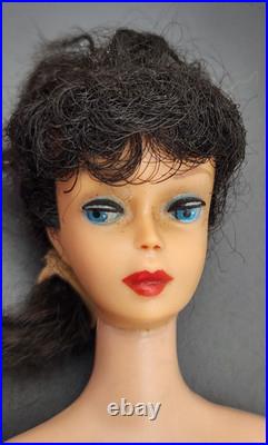 Vintage 1960's Barbie Doll Black /Brunette Mattel Japan Long Hair Bangs