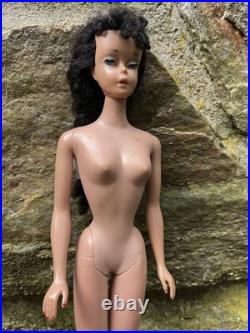 Vintage 1960's Barbie Doll Brunette Ponytail Japan w Nipples! Red Dress Airline