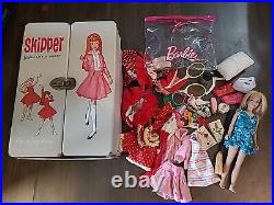 Vintage 1960's Skipper Doll With Carry Case Clothes And Accessories