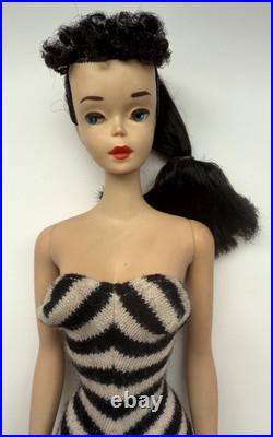 Vintage 1960s #3 Ponytail Barbie Doll EXTRA LONG HAIR Brunette, Stunner! LOOK