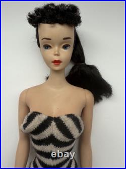 Vintage 1960s #3 Ponytail Barbie Doll EXTRA LONG HAIR Brunette, Stunner! LOOK