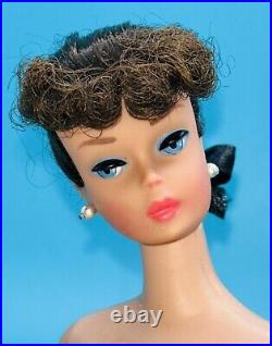 Vintage 1960s #6/7 Titian Ponytail Brunette Barbie Doll Coral Lips Gorgeous READ