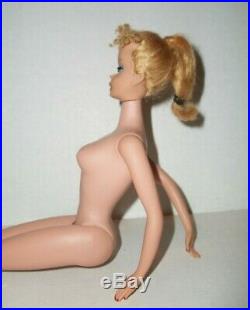 Vintage 1960s Blonde Poodle Bangs Ponytail Barbie With Nipples Body Doll Dressed