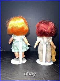 Vintage 1960s Brat Dolls Pair Parksmith Japan Squeeze Tongue Toy with Tag