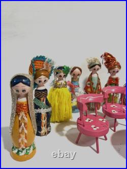 Vintage 1960s Disney Small World Kokeshi Dolls Video Excellent