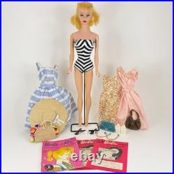 Vintage 1961 Barbie #5 Blonde Ponytail Number 5 Swimsuit with Accessories More