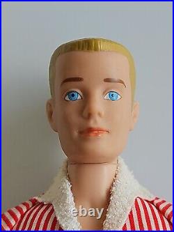 Vintage 1961 Mattel Straight Leg Ken Doll #750 Blonde Flocked Hair ORIGINAL BOX