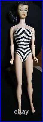 Vintage 1961 Ponytail Barbie Number #5 Original Swimsuit Brunette Read