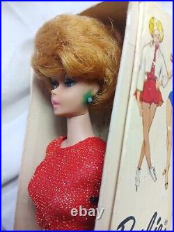 Vintage 1961 White Ginger Bubblecut Barbie #850 Original Pink Lips Stand & Box