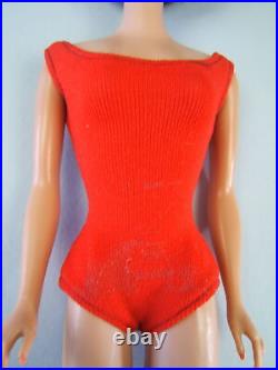 Vintage 1962 Black Bubble Cut Barbie Doll in Original Red Swimsuit