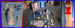 Vintage 1962 Titian Bubble Cut Barbie with1963 Barbie & Ken Case & Accessories