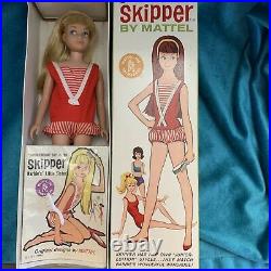 Vintage 1963 Blonde Skipper Stock No. 950 OSS, Shoes, Metal stand, & Mint Box
