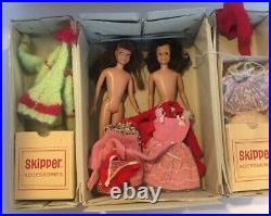 Vintage 1963 Skipper/Scooter Doll's Mattel with Carrying Case Accessories
