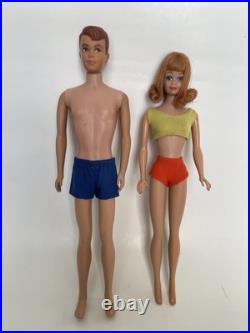 Vintage 1964 Bendable Leg Allan & Straight Leg Midge Barbie Doll Mattel