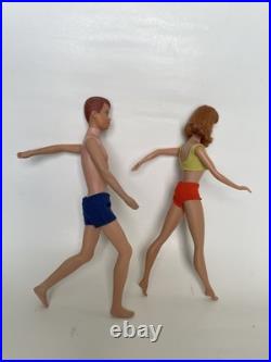 Vintage 1964 Bendable Leg Allan & Straight Leg Midge Barbie Doll Mattel