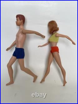 Vintage 1964 Bendable Leg Allan & Straight Leg Midge Barbie Doll Mattel