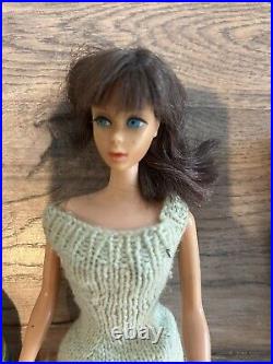 Vintage 1965 Barbie Francie And Rare Skipper Brunette Hair Made in Japan Clothes