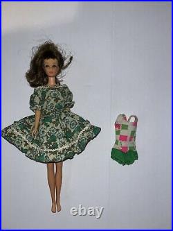 Vintage 1965 Barbie Francie Brunette Hair Made in Japan Bathing Suit & Dress