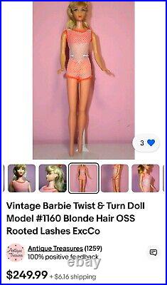 Vintage 1966 Barbie Twist N Turn Doll Model 1160 Made In Japan