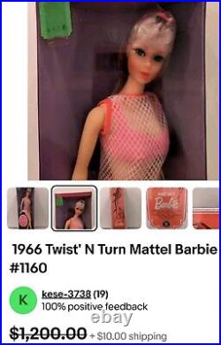 Vintage 1966 Barbie Twist N Turn Doll Model 1160 Made In Japan