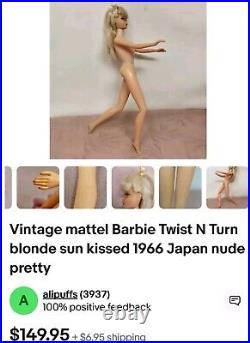 Vintage 1966 Barbie Twist N Turn Doll Model 1160 Made In Japan