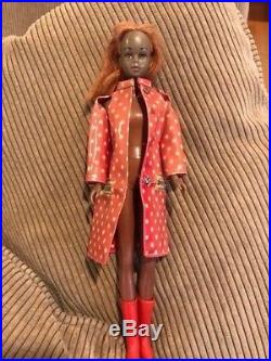 Vintage 1966 Japan Made Black Francie Doll WithPolka Dot N' Raindrops Outfit-Used