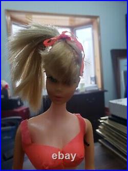 Vintage 1966 Mattel Barbie Blonde Hair Blue Eyes Made in Japan Twist N Turn