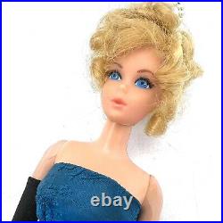 Vintage 1966 Mattel Barbie Doll Japan Blonde Updo Tiara Opera Gloves Ball Gown
