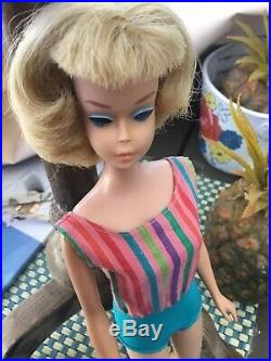 Vintage 1966 Rare Pale Thick Blonde American Girl Bent Knee Barbie Doll Fabulous