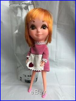 Vintage 1968 KAMAR Big Eyed Red Doll Tia Maria Pre Blythe Japan Org Outfit +Box