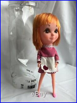 Vintage 1968 KAMAR Big Eyed Red Doll Tia Maria Pre Blythe Japan Org Outfit +Box